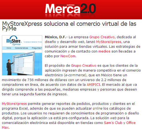Software para Tienda Virtual Mystore Xpress en revista Merca2.0