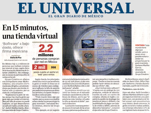 Software para Tienda Virtual Mystore Xpress en el peri&oacute;dico El Universal